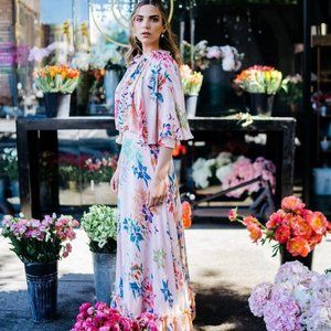 Silk Pink Floral Gown